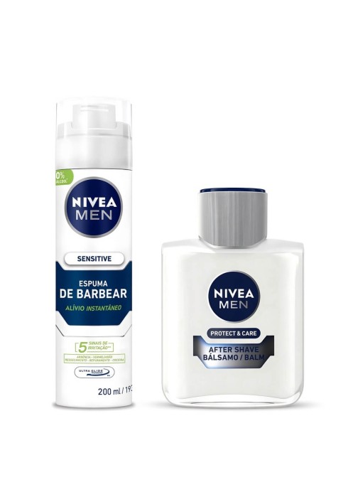 Kit de Barbear Nivea Men - Espuma Sensitive + Pós-Barba Protect — NIVEA MEN