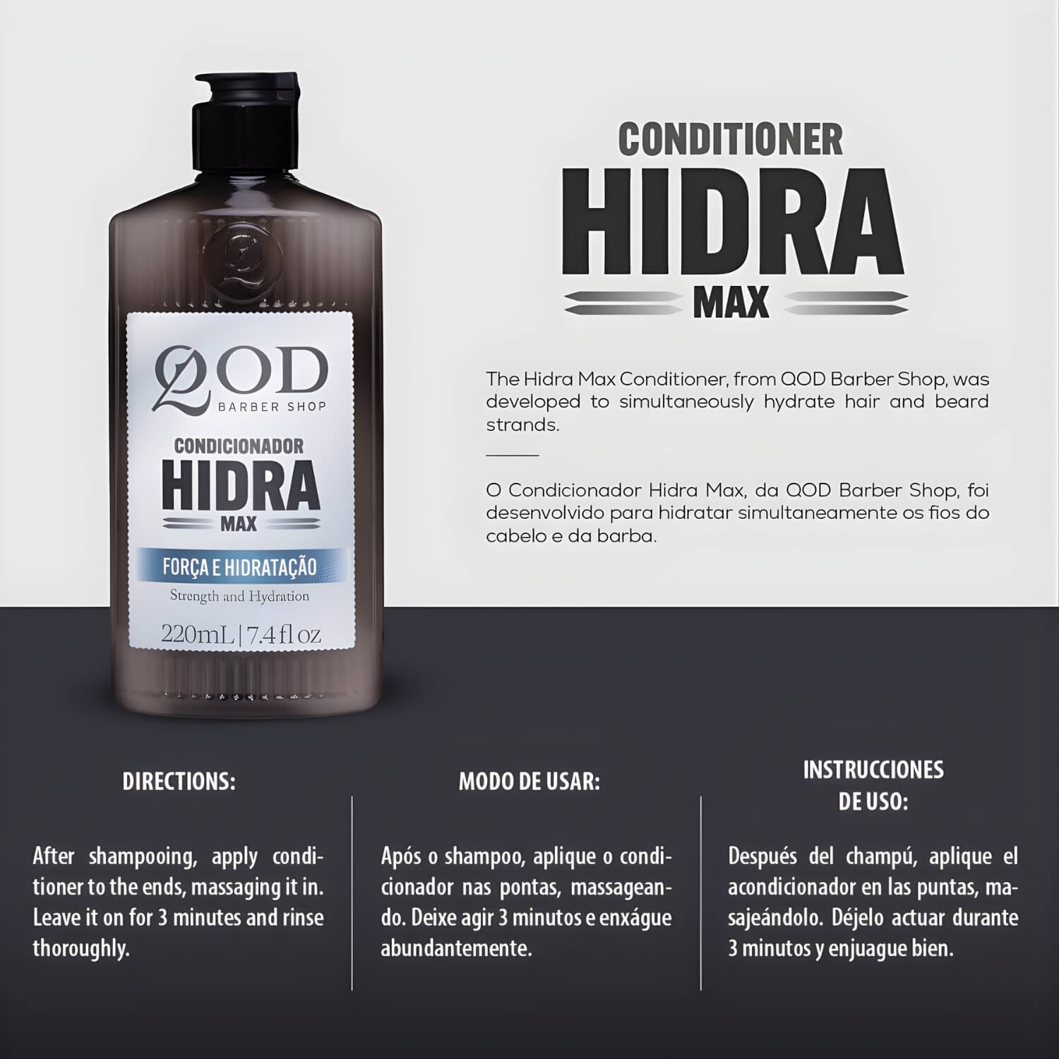 Kit QOD Lavagem Completa: Shampoo Beer e Condicionador Hidra Max (220ml) — QOD BARBER SHOP