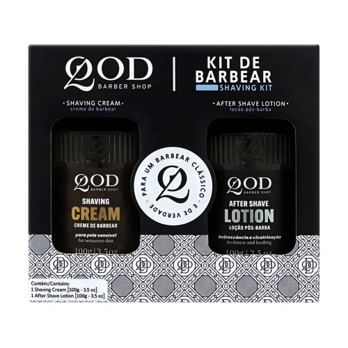 Kit Creme de Barbear e Loção Pós-Barba QOD Barber Shop Kit Creme de Barbear e Loção Pós-Barba QOD Barber Shop