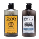 Kit QOD Lavagem Completa: Shampoo Beer e Condicionador Hidra Max (220ml) — QOD BARBER SHOP