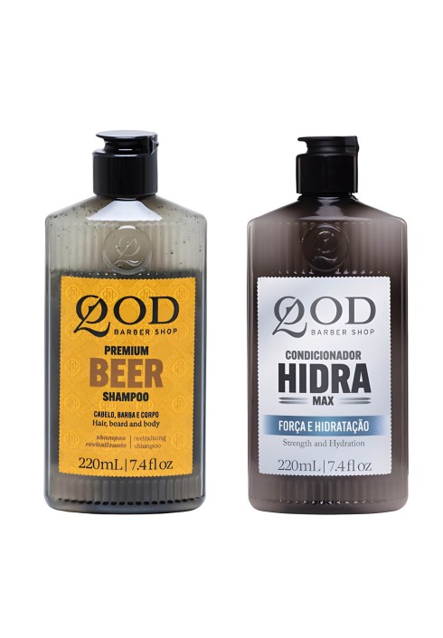 Kit QOD Lavagem Completa: Shampoo Beer e Condicionador Hidra Max (220ml) — QOD BARBER SHOP