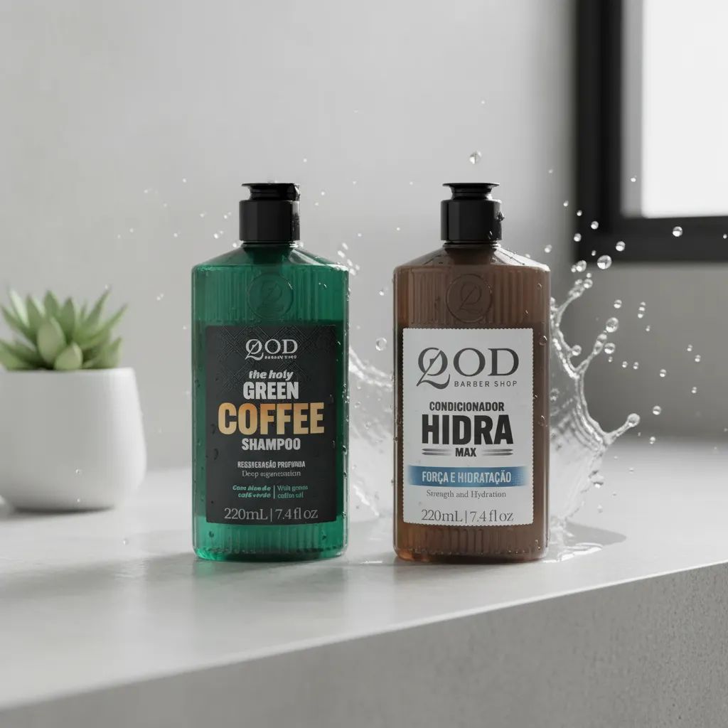 Kit Revigorante QOD: Shampoo Green Coffee e Condicionador Hidra (220ml) — QOD BARBER SHOP