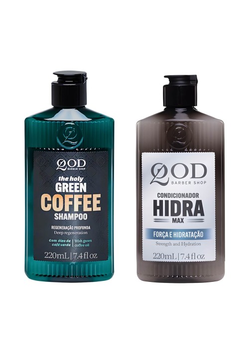 Kit Revigorante QOD: Shampoo Green Coffee e Condicionador Hidra (220ml) — QOD BARBER SHOP