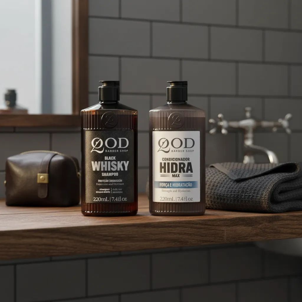 Kit Banho Premium QOD: Shampoo Whiskey e Condicionador Hidra Max (220ml) — QOD BARBER SHOP