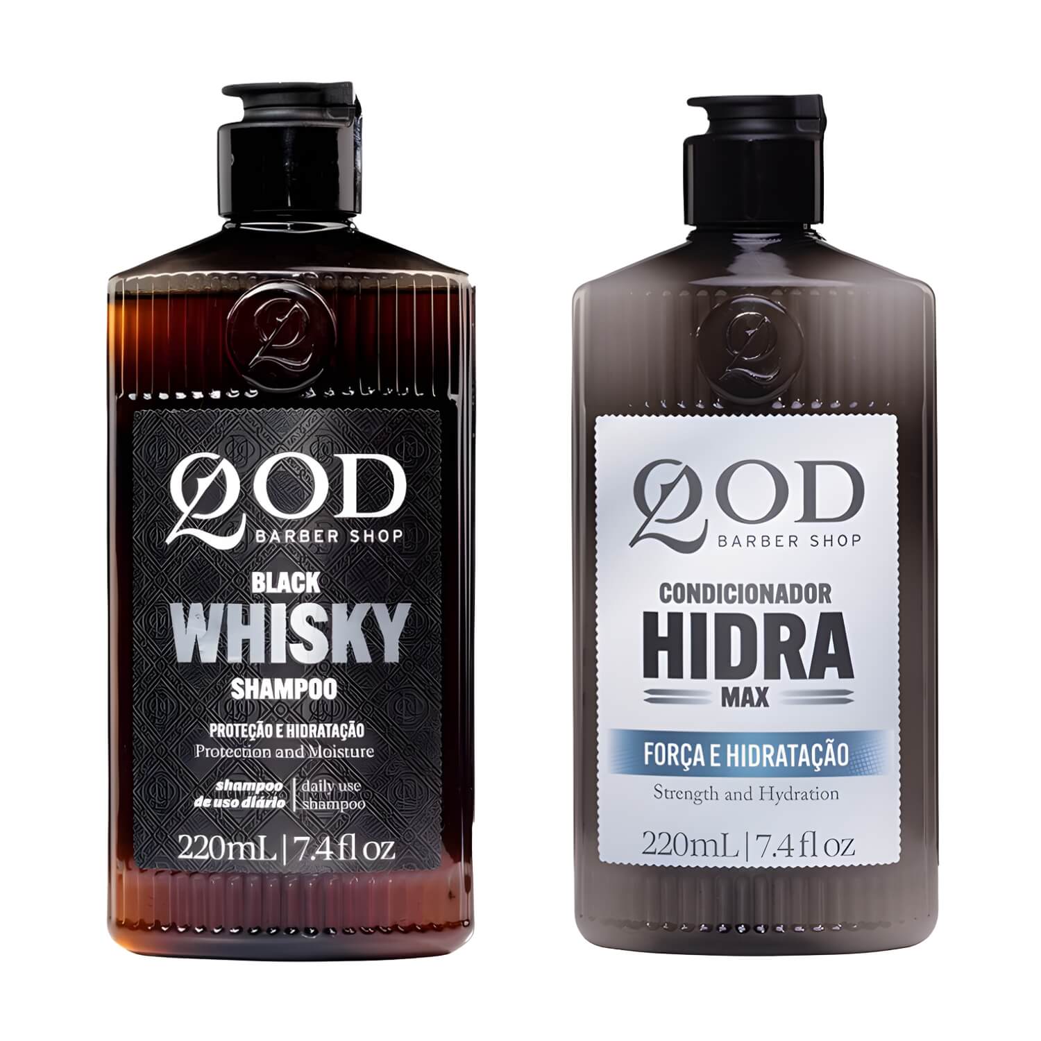 Kit Banho Premium QOD: Shampoo Whiskey e Condicionador Hidra Max (220ml) — QOD BARBER SHOP