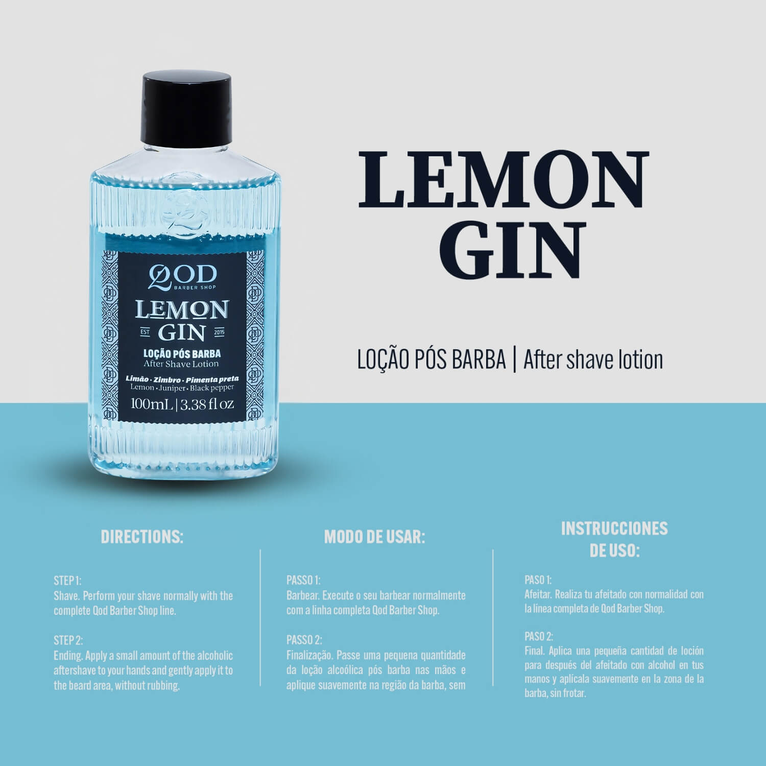 Loção Pós-Barba QOD Barber Shop Lemon Gin 100ml — QOD BARBER SHOP