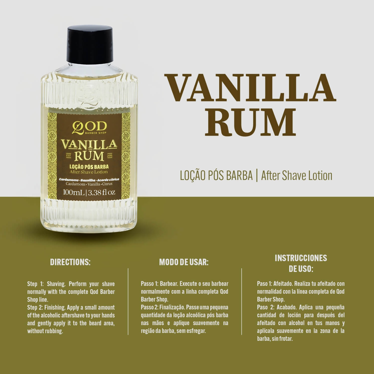 Loção Pós-Barba QOD Barber Shop Vanilla Rum 100ml — QOD BARBER SHOP