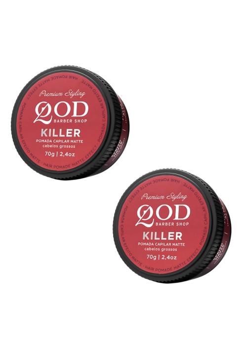 Kit 2 Unidades: Pomada Modeladora QOD Killer Alta Fixação Efeito Matte 70g — QOD BARBER SHOP