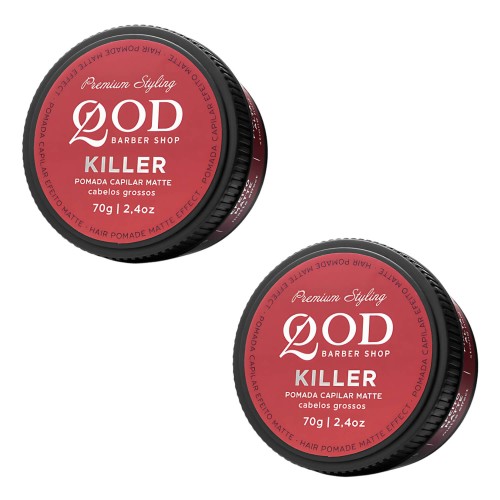 Kit 2 Unidades: Pomada Modeladora QOD Killer Alta Fixação Efeito Matte 70g Kit 2 Unidades: Pomada Modeladora QOD Killer Alta Fixação Efeito Matte 70g