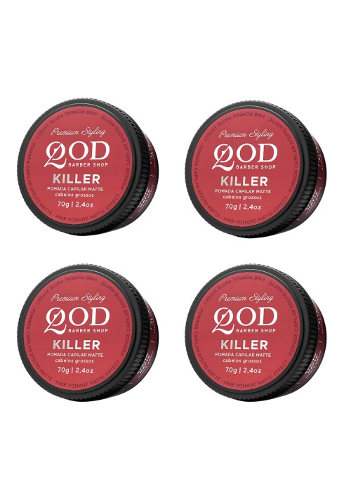Pomada Modeladora QOD Killer Alta Fixação 70g Kit 4 Unidades — QOD BARBER SHOP