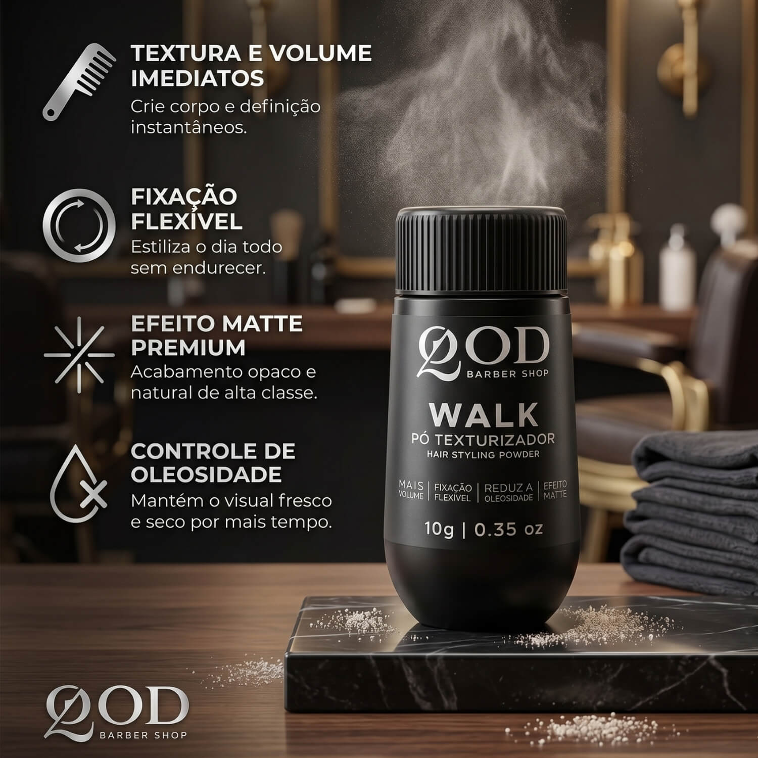 Pó Texturizador Capilar QOD Walk Efeito Matte 10g — QOD BARBER SHOP