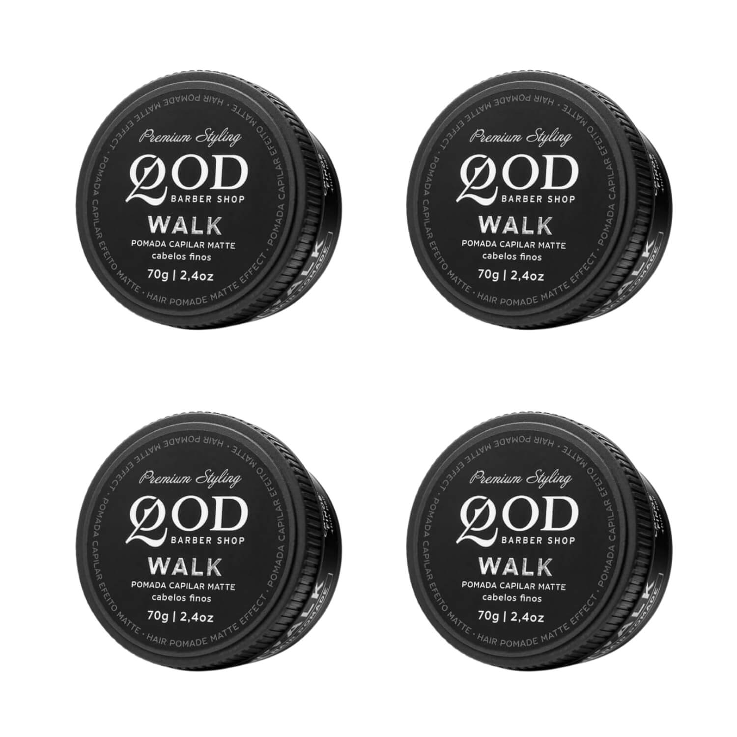 Kit 4 Unidades: Pomada QOD Walk Fixação Média (Efeito Matte) 70g — QOD BARBER SHOP