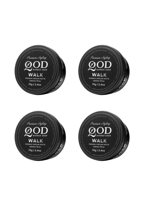 Kit 4 Unidades: Pomada QOD Walk Fixação Média (Efeito Matte) 70g — QOD BARBER SHOP