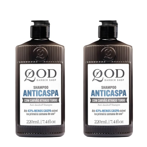 Kit 2 Unidades: Shampoo QOD Anticaspa Carvão Ativado Turbo (2x 220ml) Kit 2 Unidades: Shampoo QOD Anticaspa Carvão Ativado Turbo (2x 220ml)