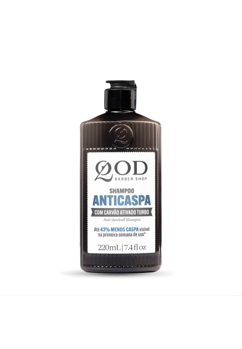 Shampoo para Cabelo QOD Anticaspa Carvão Ativado Turbo 220ml — QOD BARBER SHOP