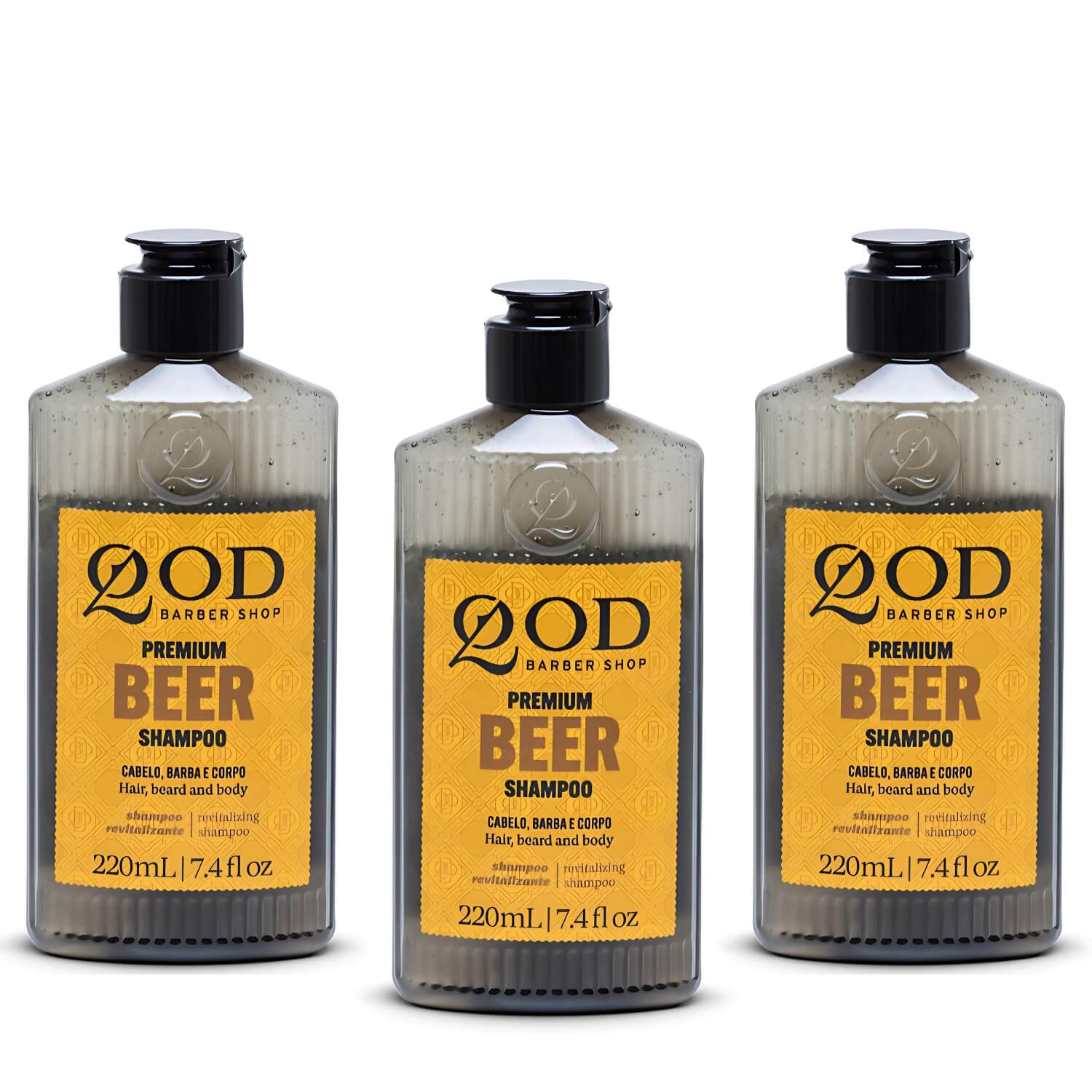 Kit 3 Unidades: Shampoo para Cabelo QOD Beer Encorpador (3x 220ml) — QOD BARBER SHOP
