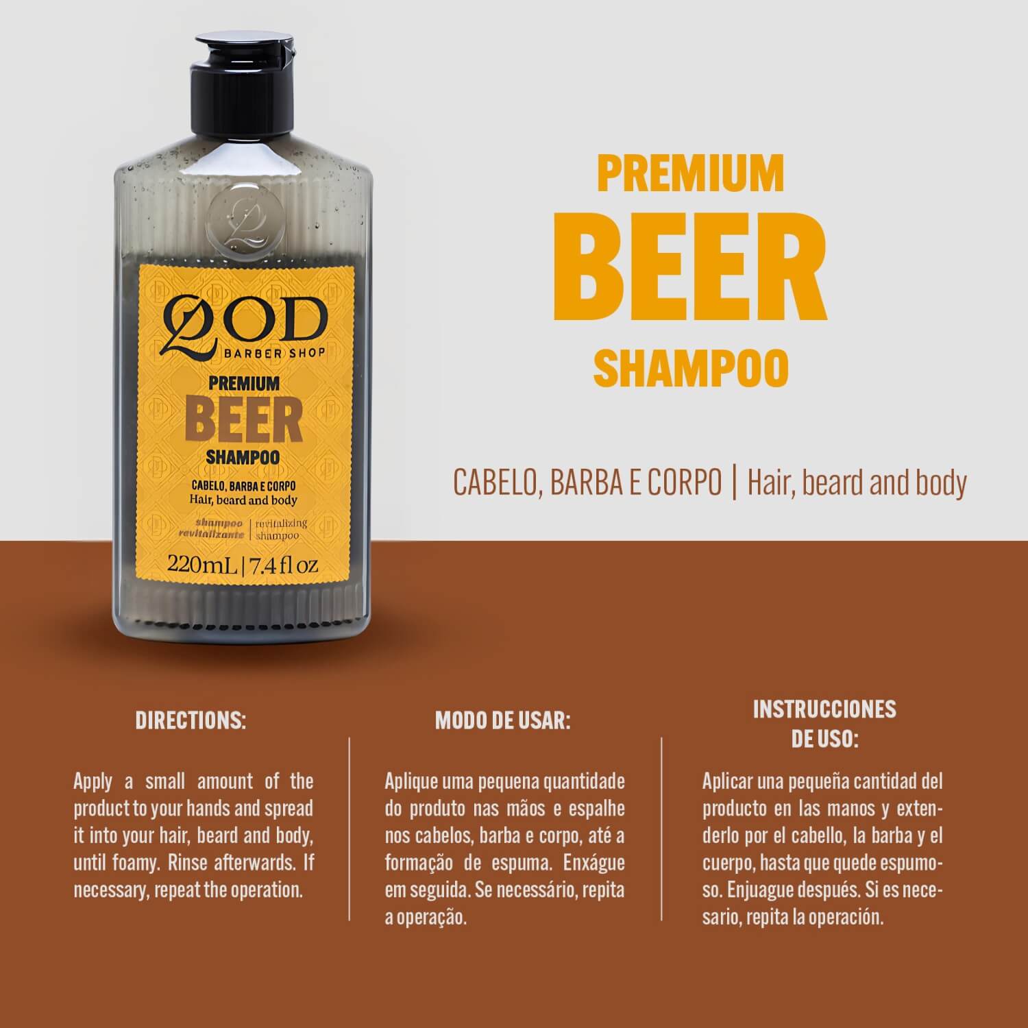 Kit QOD Lavagem Completa: Shampoo Beer e Condicionador Hidra Max (220ml) — QOD BARBER SHOP