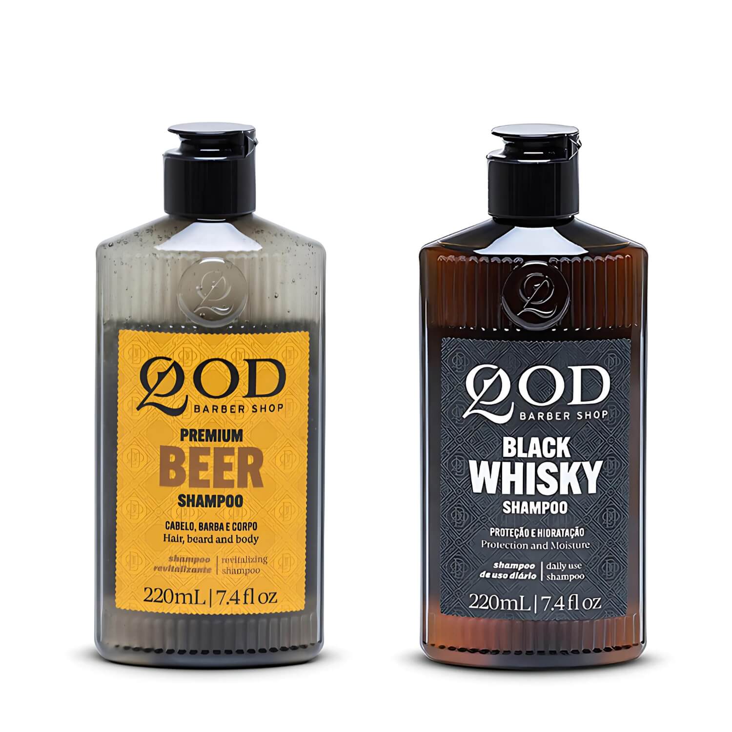 Kit Clássicos QOD: Shampoo Beer e Shampoo Whiskey Cabelo/Barba (220ml) — QOD BARBER SHOP