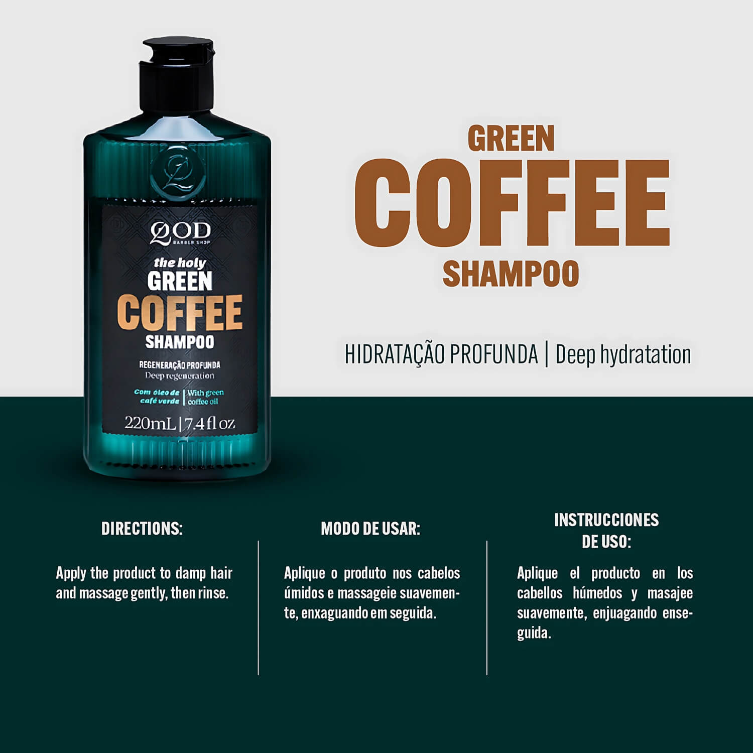 Kit 2 Unidades: Shampoo Detox QOD Green Coffee (2x 220ml) — QOD BARBER SHOP