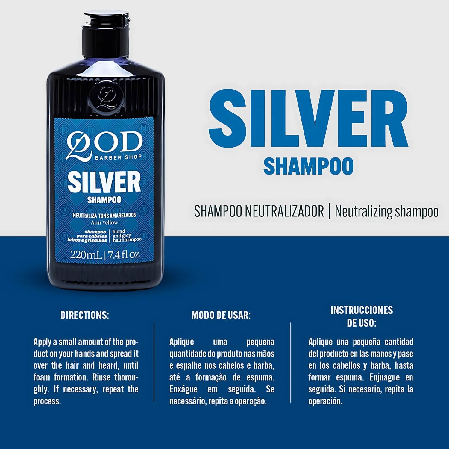 Shampoo para Cabelo QOD Barber Shop Silver Boost Cabelos Grisalhos 220ml — QOD BARBER SHOP