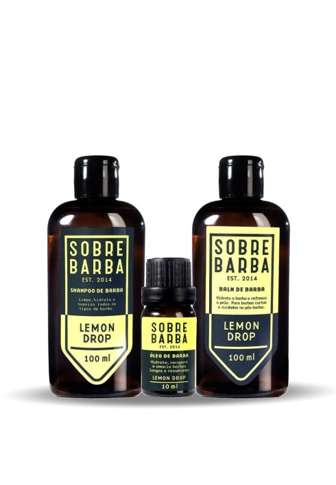 Kit para Barba Shampoo + Balm + Óleo Sobrebarba Lemon Drop — SOBREBARBA