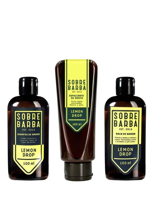 Kit Sobrebarba Lemon Drop Shampoo + Balm + Esfoliante para Barba — SOBREBARBA