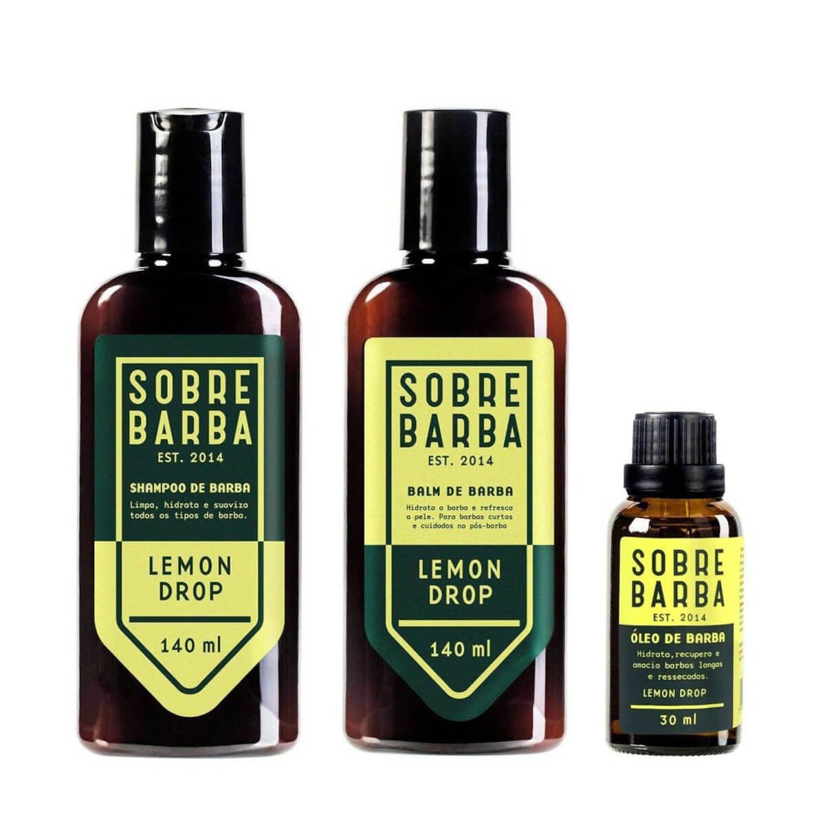 Kit Trio Sobrebarba Lemon Drop para Barba Limpa Hidrata Nutre — SOBREBARBA