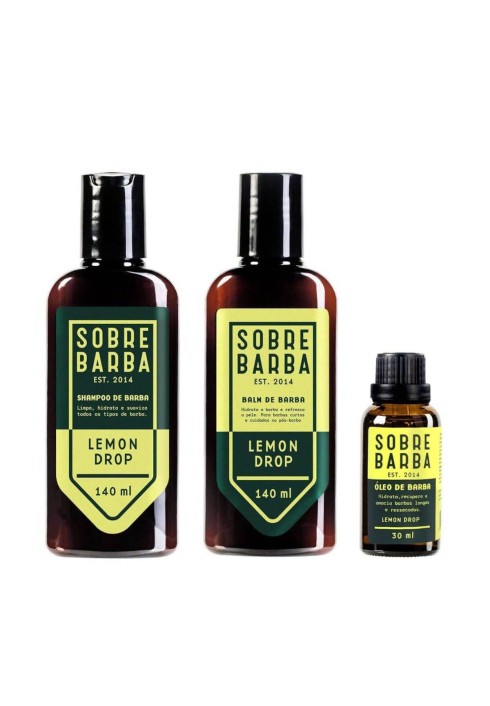 Kit Trio Sobrebarba Lemon Drop para Barba Limpa Hidrata Nutre — SOBREBARBA