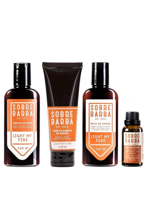 Kit Quarteto Sobrebarba Light My Fire Shampoo Balm Condicionador e Óleo — SOBREBARBA