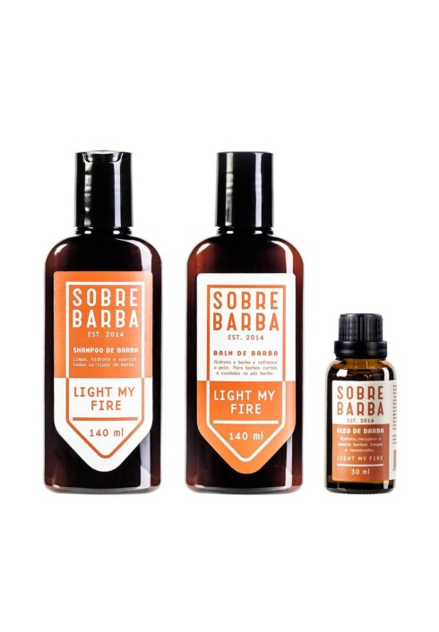Kit Trio Sobrebarba - Shampoo + Balm + Oleo para Barba Light My Fire — SOBREBARBA