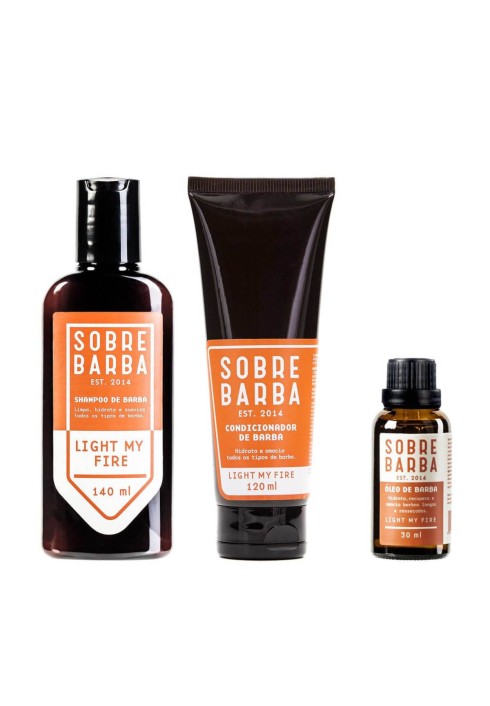 Kit Trio Sobrebarba Shampoo + Condicionador + Óleo para Barba Light My Fire — SOBREBARBA