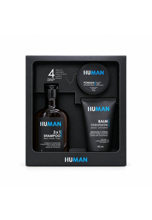 Kit para Cabelo Human Shampoo 3 em 1 + Balm + Pomada — HUMAN