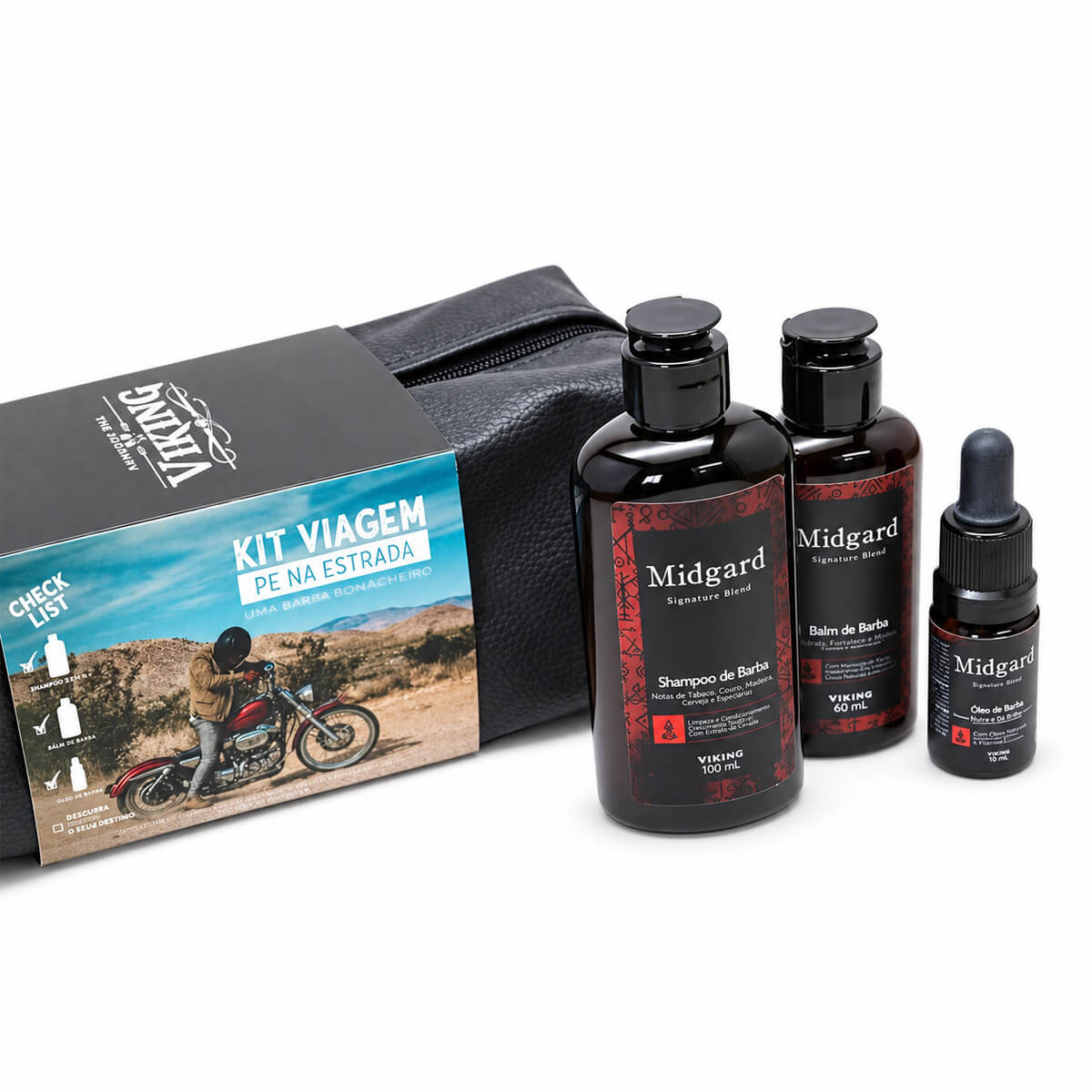 Kit de Barba Viagem Viking Midgard Shampoo Balm e Óleo — VIKING