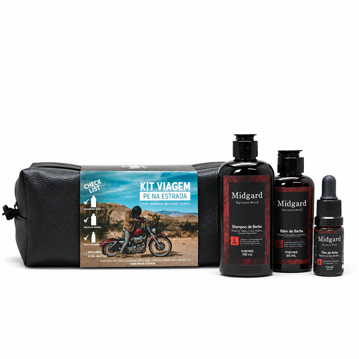 Kit de Barba Viagem Viking Midgard Shampoo Balm e Óleo — VIKING
