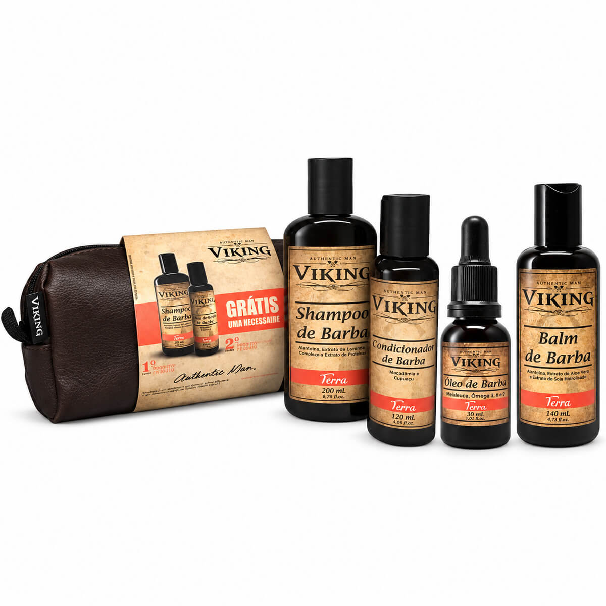 Kit para Barba Viking Terra com 4 Produtos + Necessaire — VIKING