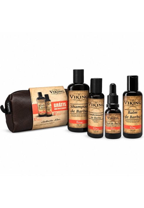 Kit para Barba Viking Terra com 4 Produtos + Necessaire — VIKING