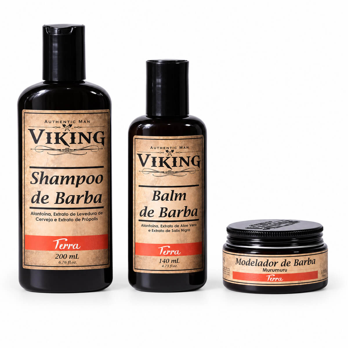 Kit de Barba Viking Terra Shampoo + Balm + Modelador — VIKING