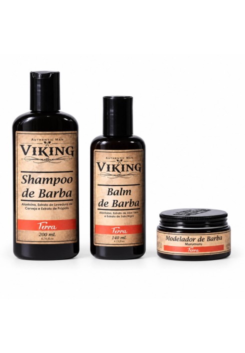 Kit de Barba Viking Terra Shampoo + Balm + Modelador — VIKING