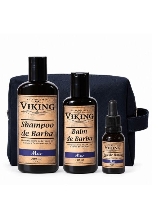 Kit para Barba Viking Mar Shampoo + Balm + Óleo e Necessaire — VIKING