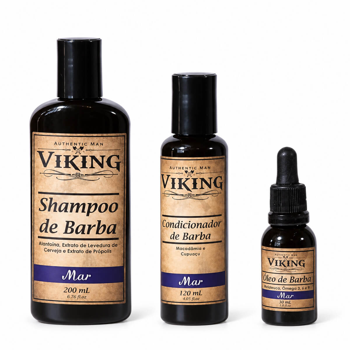 Kit para Barba Viking Mar Shampoo + Condicionador + Óleo — VIKING