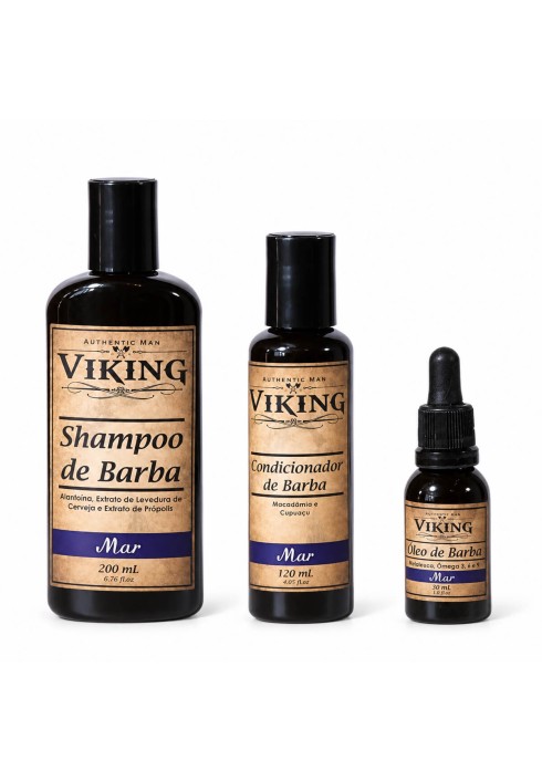 Kit para Barba Viking Mar Shampoo + Condicionador + Óleo — VIKING