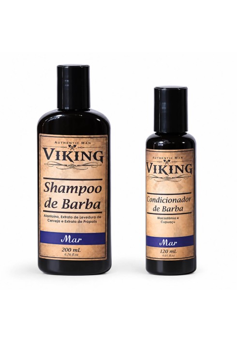 Kit de Barba Shampoo 200ml + Condicionador 120ml Viking Mar — VIKING