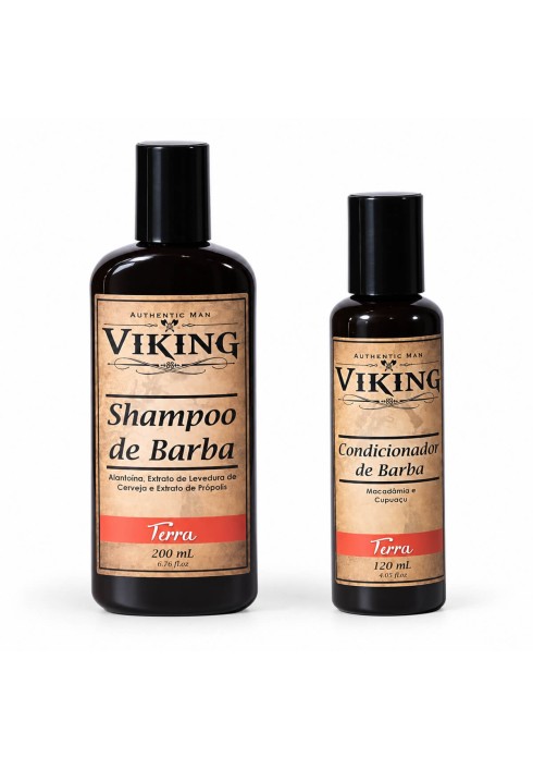 Kit de Barba Shampoo 200ml + Condicionador 120ml Viking Terra — VIKING