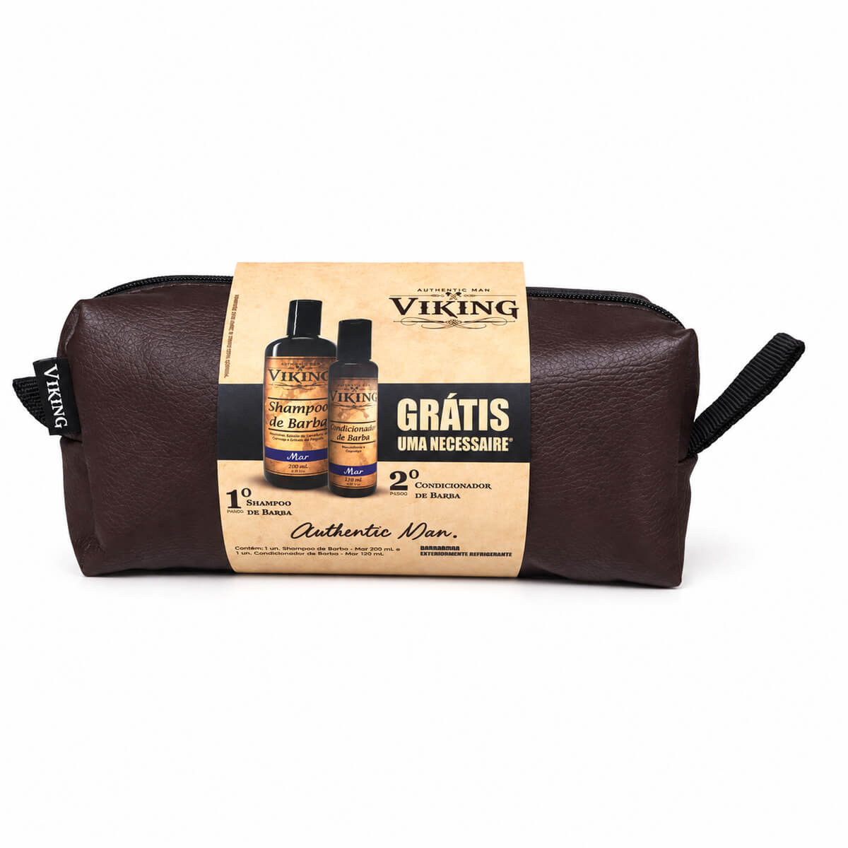 Kit com Necessaire Shampoo e Condicionador de Barba Viking Mar — VIKING