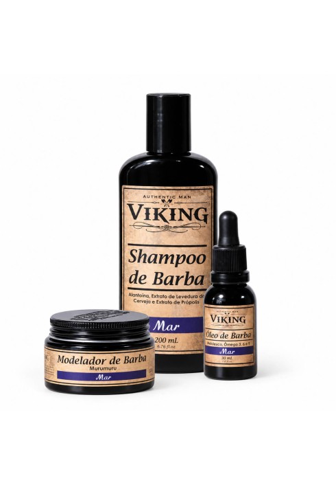Kit para Barba Viking Mar Shampoo + Óleo + Modelador — VIKING