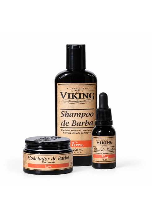 Kit de Barba Viking Terra Shampoo + Óleo + Modelador — VIKING