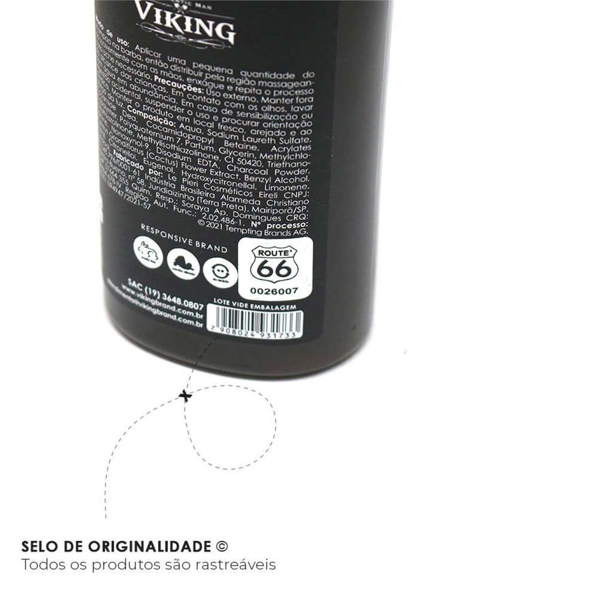 Shampoo para Barba Viking Route 66 250ml Carvão Ativado — VIKING