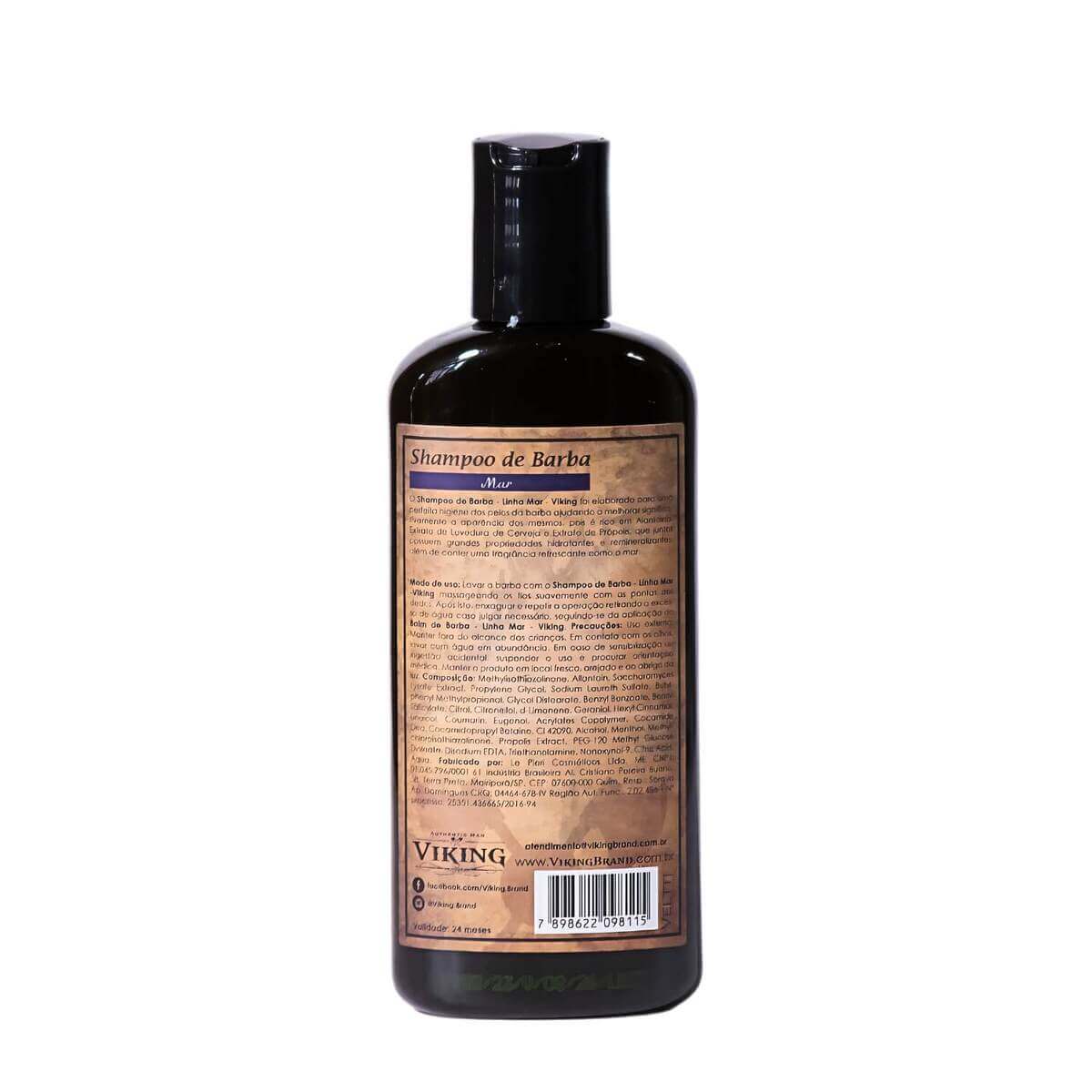 Shampoo de Barba Viking Mar 200ml Limpa Sem Ressecar — VIKING